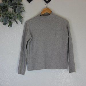 Cynthia Rowly Mock Neck Two Tone Grey Pullover